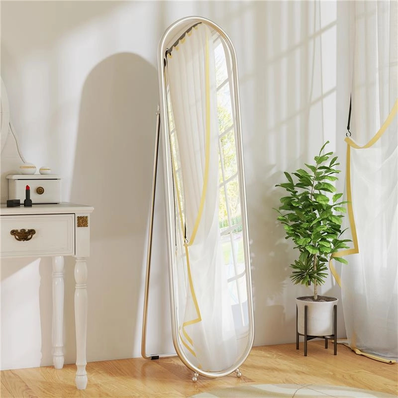 SPECCHIO A FIGURA INTERA DA TERRA CON SUPPORTO PIEGHEVOLE, VETRO E METALLO, 40X4X160 CM, ARGENTO