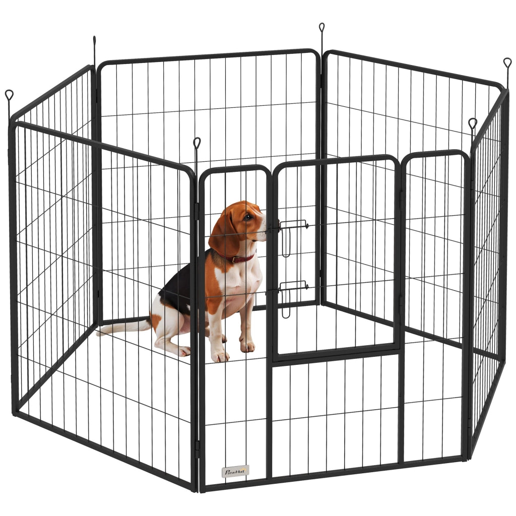 Recinto per cani modulare 6 pannelli pieghevole in acciaio con porta ¨C Zephmum ¨C 80x100 cm grigio