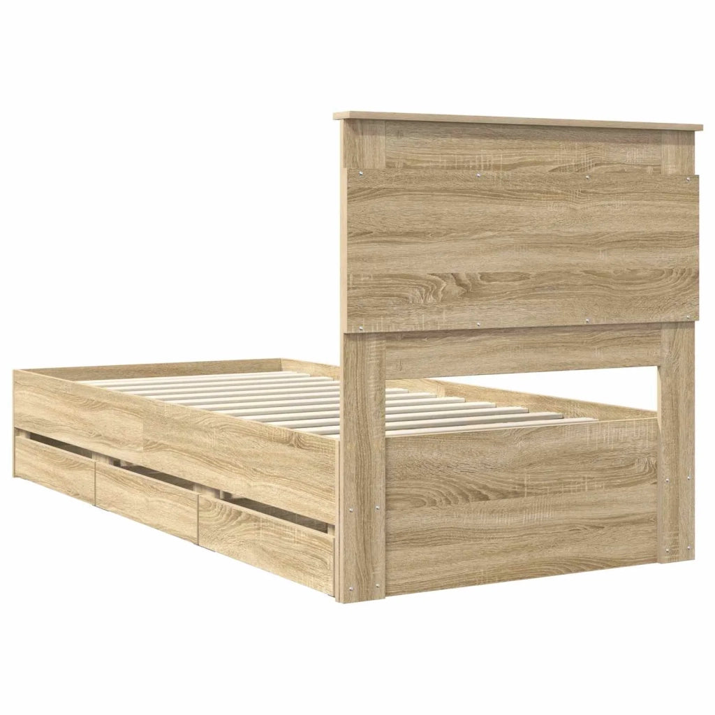 Struttura del letto con cassetto Rovere Sonoma 100 x 200 cm