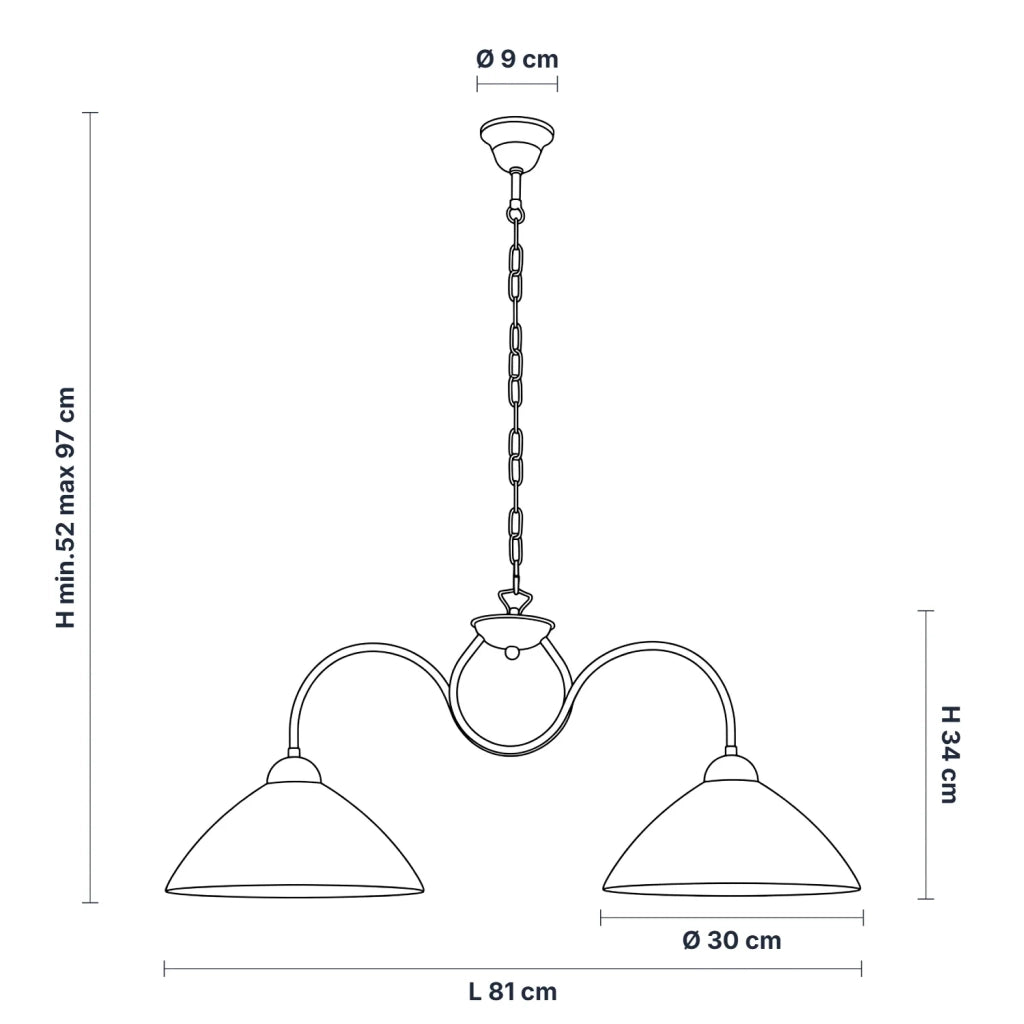 Lampadario Rustico Anemone 2 Luci Avorio e Bianco LuceArt Classic