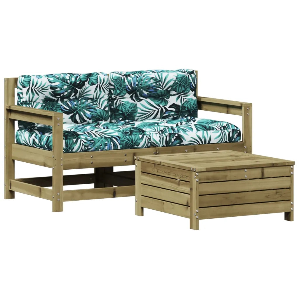 Set Divani da Giardino 3pz con Cuscini Legno Impregnato di Pino