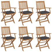 Sedie da Giardino Pieghevoli 6 pz con Cuscini Massello Acacia cod mxl 20369