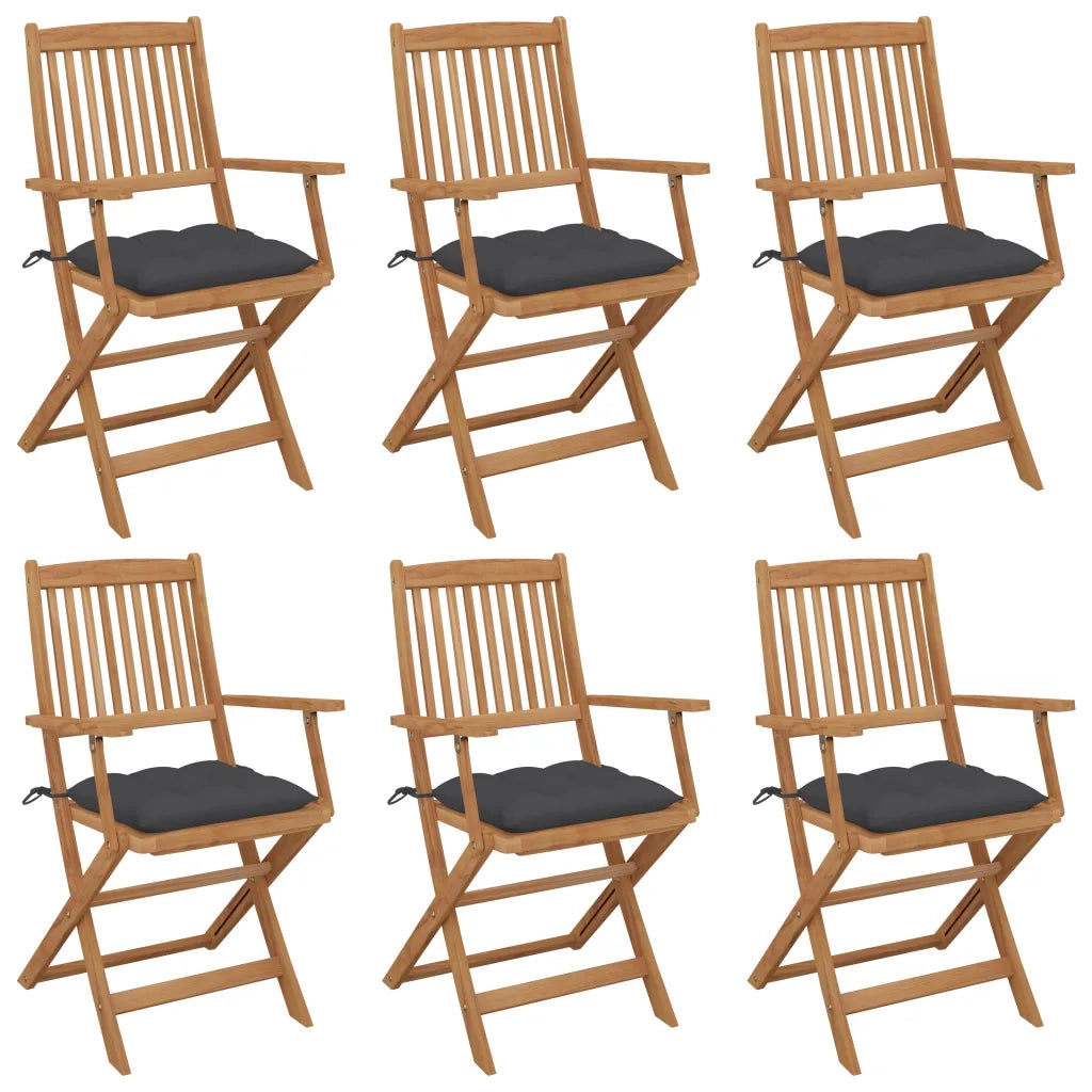Sedie da Giardino Pieghevoli 6 pz con Cuscini Massello Acacia cod mxl 20369