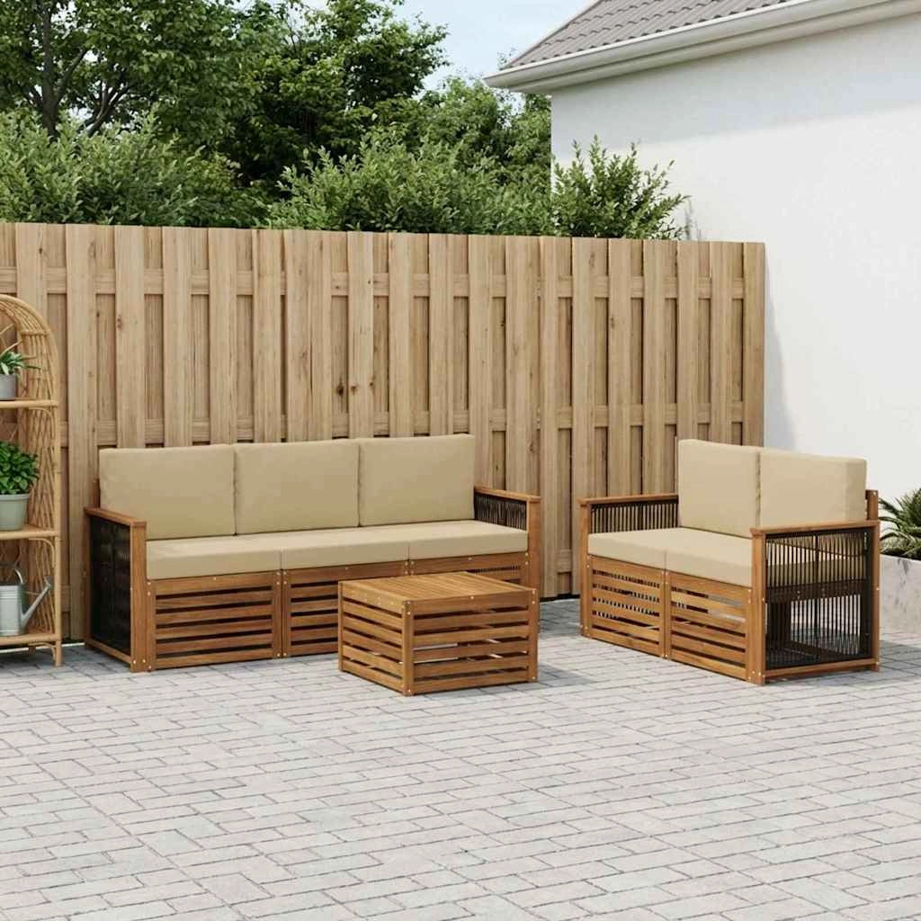 Set di divani da esterno 6 pz Naturale e Beige 3384024