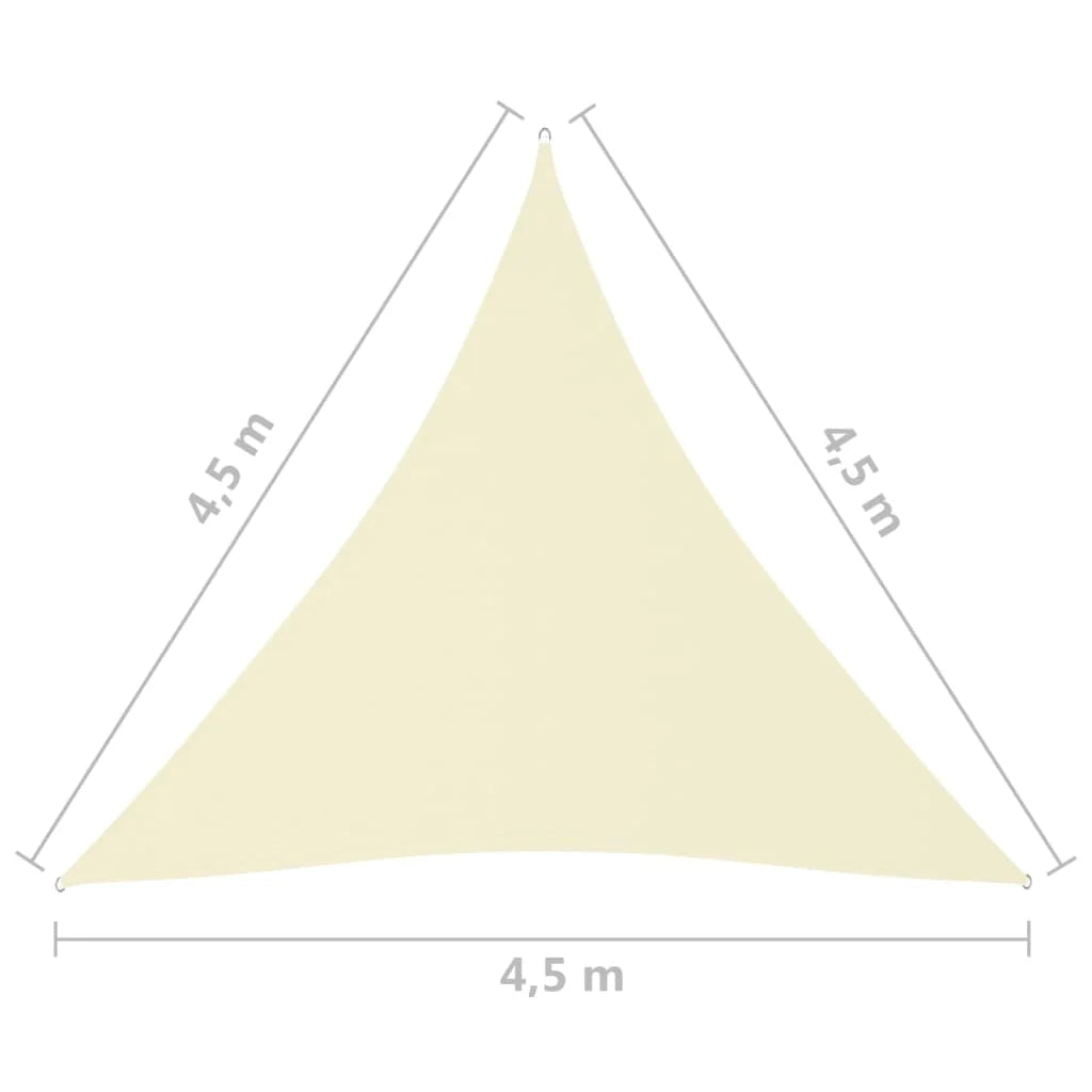 Vela ombreggiante triangolare in tessuto Oxford 4,5 x 4,5 x 4,5 m crema 02_0009855