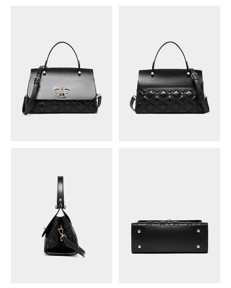 Borsa a mano in vera pelle nera