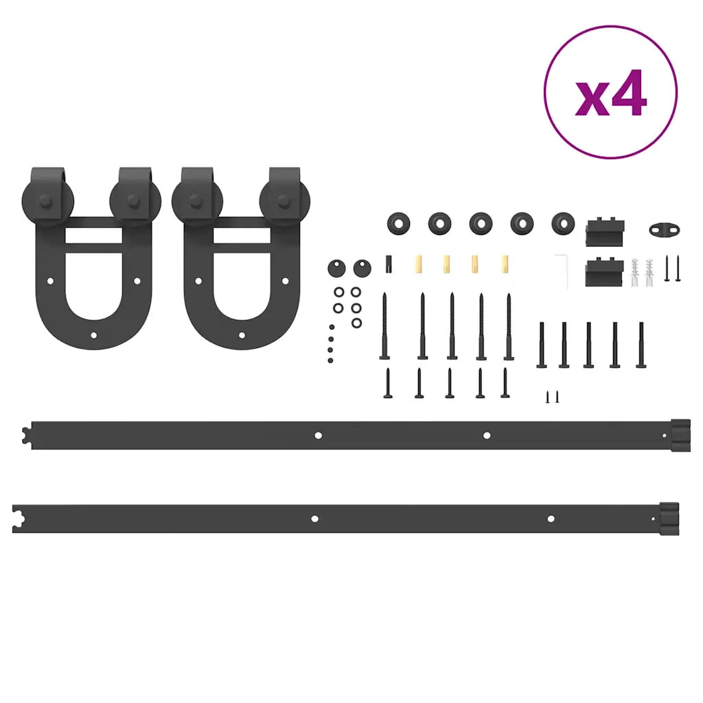 Kit di Binari per Porte Scorrevoli 366 cm Acciaio Nero 3295753