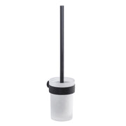 PORTA SCOPINO WC DA PARETE IN OTTONE NERO OPACO E VETRO MODELLO PIRENEI - DIM. CM (LXPXH): 8,4×10,4×37 - NERO OPACO  - GDY