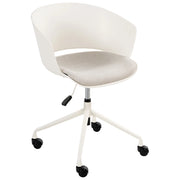 Sedia da ufficio con seduta in tessuto bianco sporco girevole, per scrivania regolabile in altezza