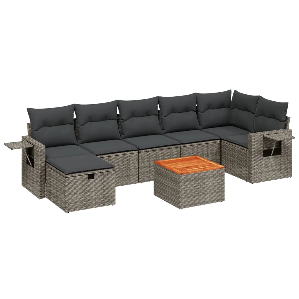 Set Divano da Giardino 8 pz con Cuscini Grigio in Polyrattancod mxl 113749