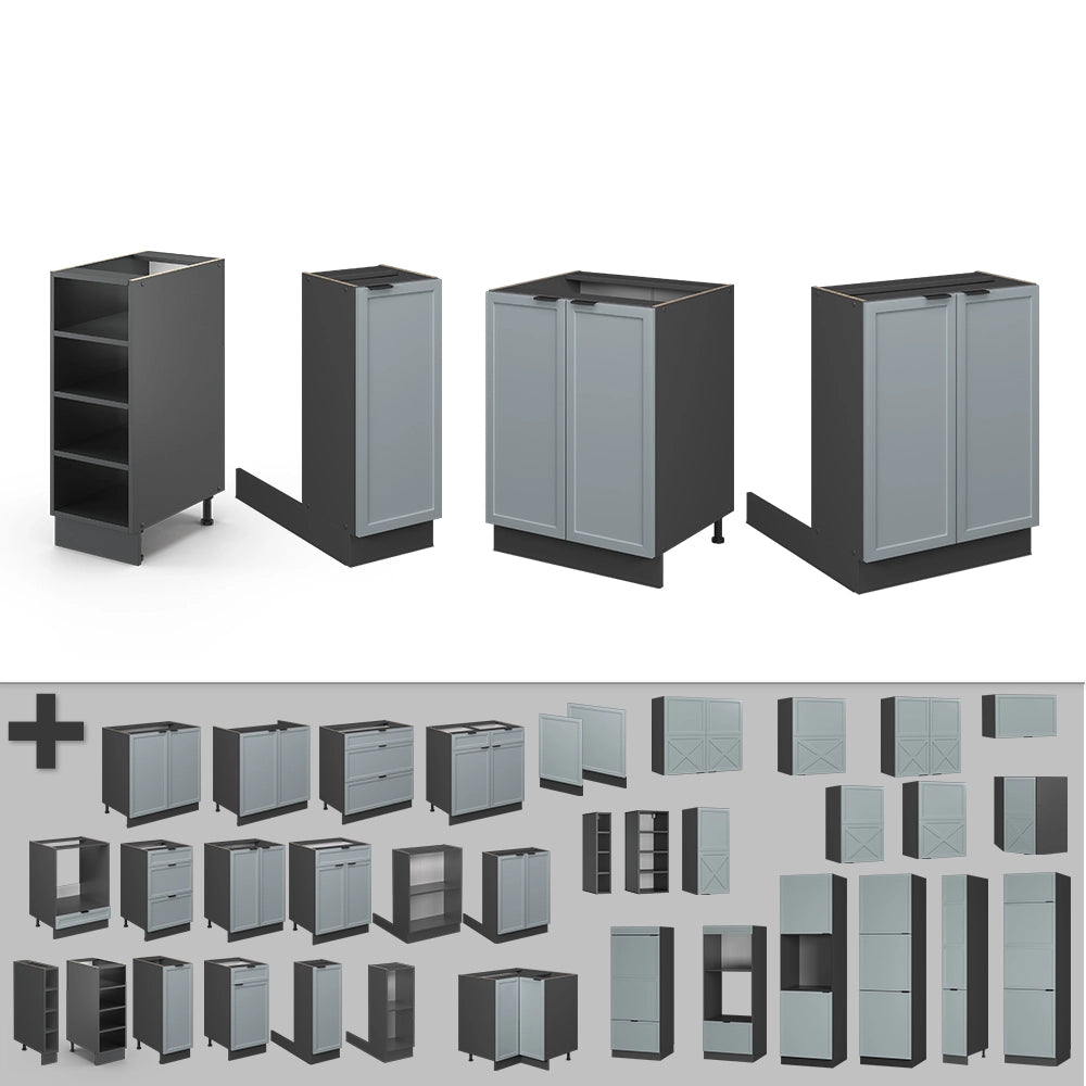 Isola cucina Fame-Line Blu-grigio chiaro/Antracite 90 cm senza piano di lavoro Vicco