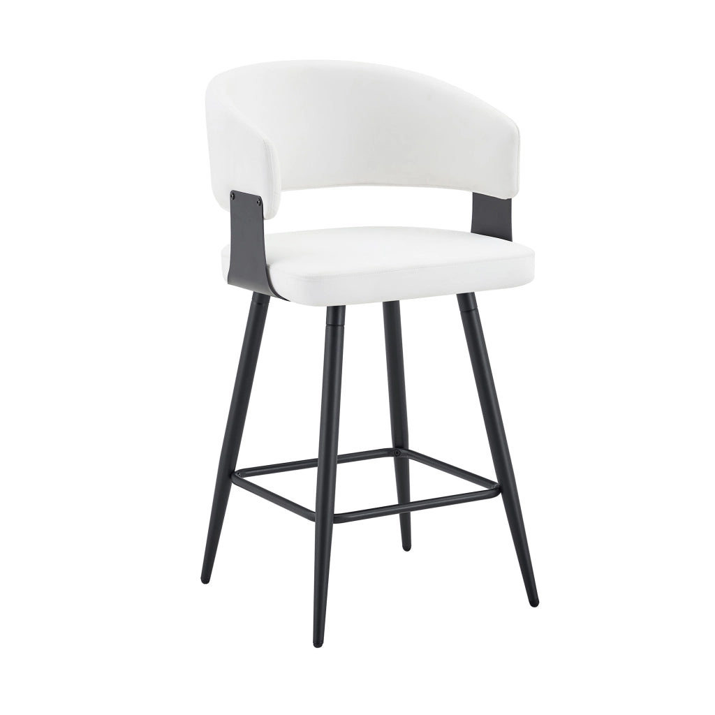 SGABELLO Bar con Schienale Set da 2 pezzi 64 cm PU Bianco Metallo