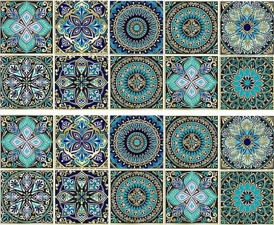 20 Stili Mandala Decorative Tegel Stickering 6 x 6 Pollici Autoadesivi per Parete Riscaldabile Stili Marocchini per Decorazione della Parete DIY Sticker Removibili e Resistenti all'Acqua per la Cucina