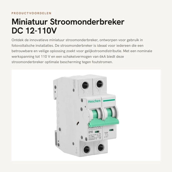 Dispositivo di Protezione Contromano - DC 12-110V - Soluzione di Sicurezza - 2-polare - 16A - Protezione affidabile - Per installazioni fotovoltaiche