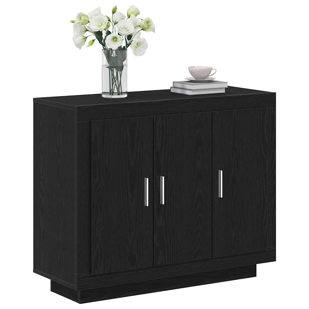 Credenza-Buffet-Armadio da cucina Rovere Nero 92 x 35 x 75 cm Legno multistrato