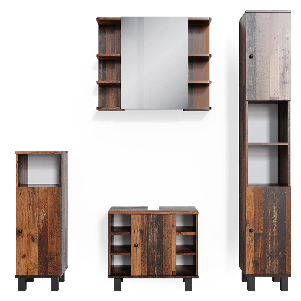 Vicco Set mobili bagno Rovere rustico 4 parti