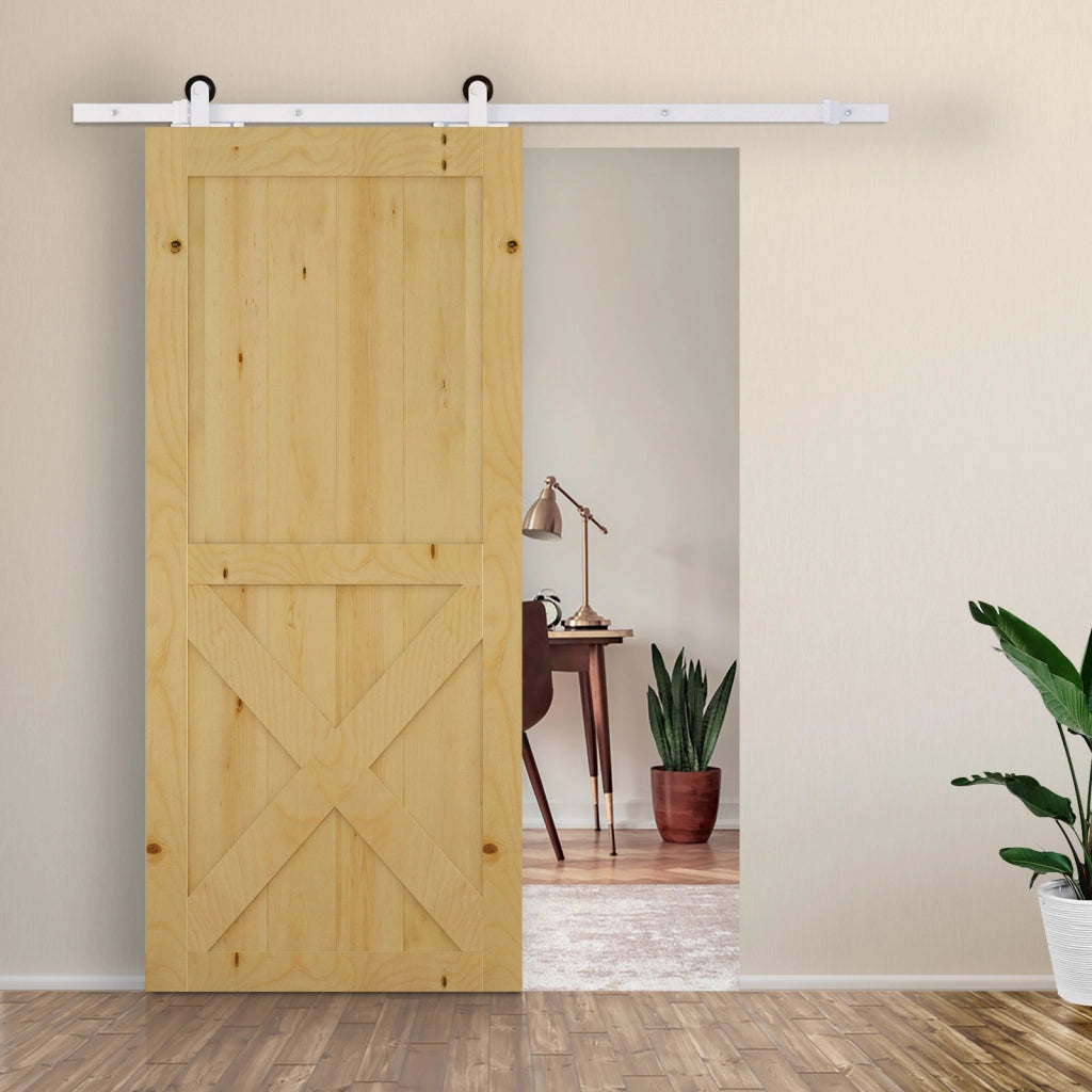 Kit binario per porta scorrevole stile fienile ¨C Xylo ¨C acciaio al carbonio bianco 183 cm