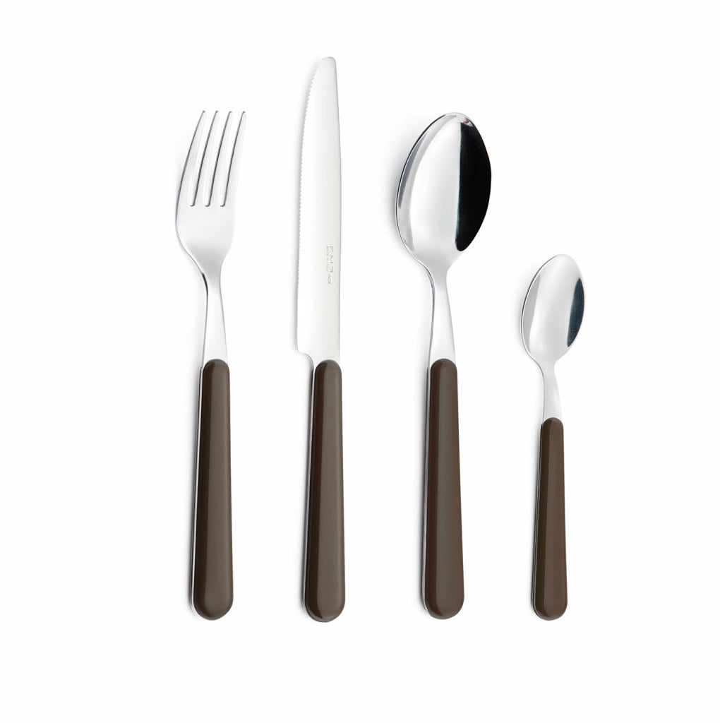 Servizio Set di Posate 24 pezzi in Acciaio Inox Eme Brio Marrone 89