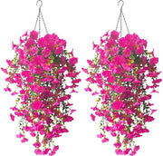 Quattro pezzi di fiori artificiali appesi, 76 cm pianta da appendere fiori artificiali all'aperto resistenti al tempo, fiori appesi come vere piante da appendere fiori artificiali decorativi in plastica