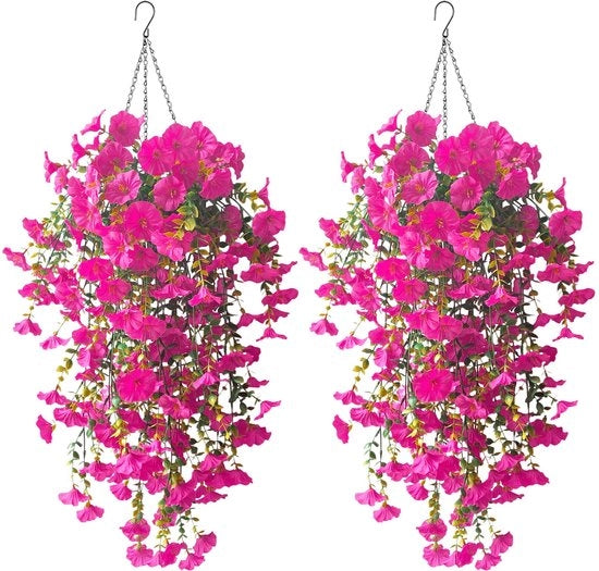 Quattro pezzi di fiori artificiali appesi, 76 cm pianta da appendere fiori artificiali all'aperto resistenti al tempo, fiori appesi come vere piante da appendere fiori artificiali decorativi in plastica