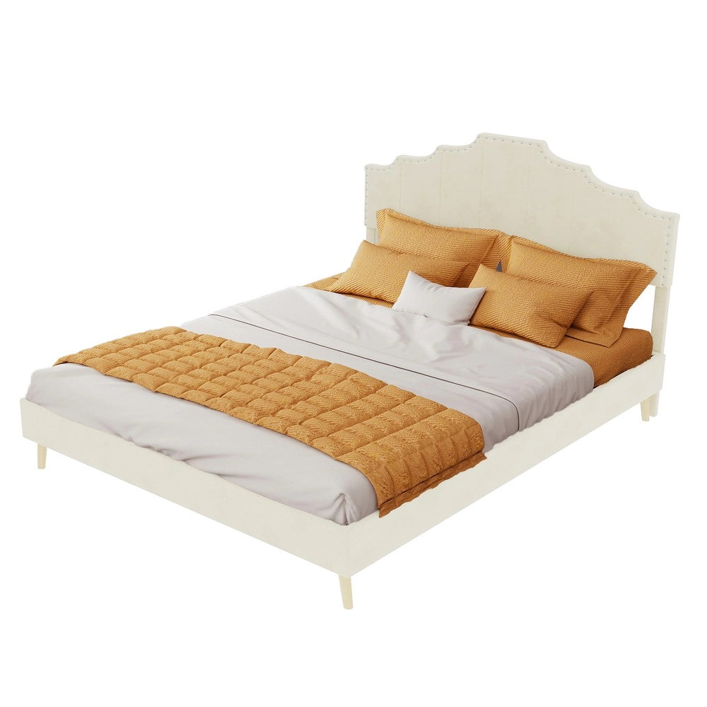 Letto Contenitore Imbottito ¨C MINIMAL ¨C Beige 140x200 con Materasso, Testiera, Multistrato