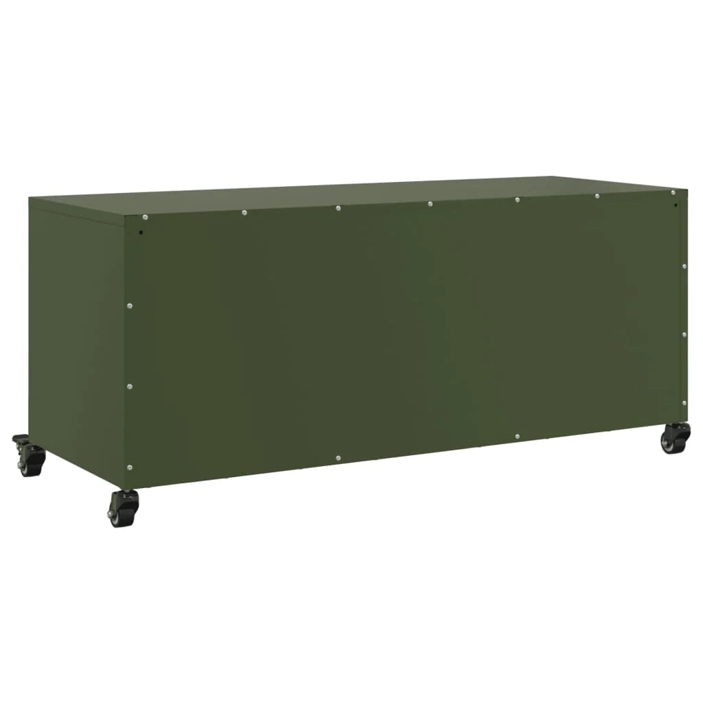Mobile TV multimediale mensola TV credenza TV sala da pranzo soggiorno camera da letto verde oliva 100,5 x 39 x 43,5 cm acciaio verde 02_0028245