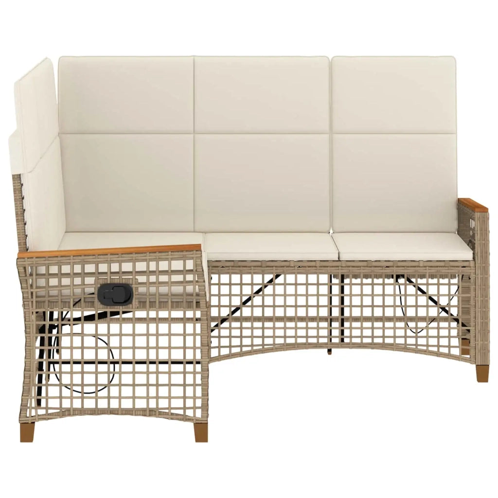 Set di Divani Recliner da Giardino Beige e Bianco Crema
