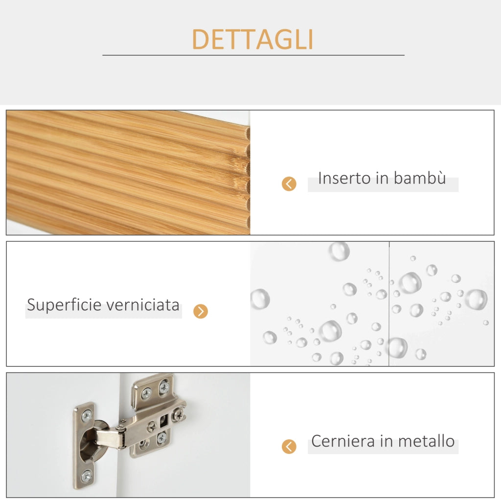EasyComfort Mobile Moderno Sotto Lavabo Bagno per nascondere tubi idraulici, Sottolavandino con Antine in Legno Bianco, 60x30x60.5cm