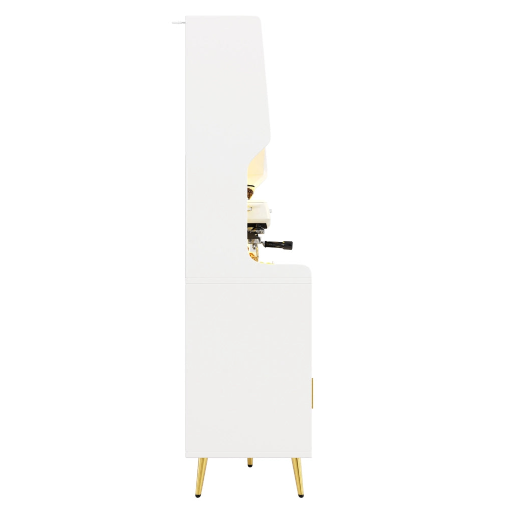 ARMADIO ALTO con LED e ante scorrevoli 145x39x171 cm Bianco