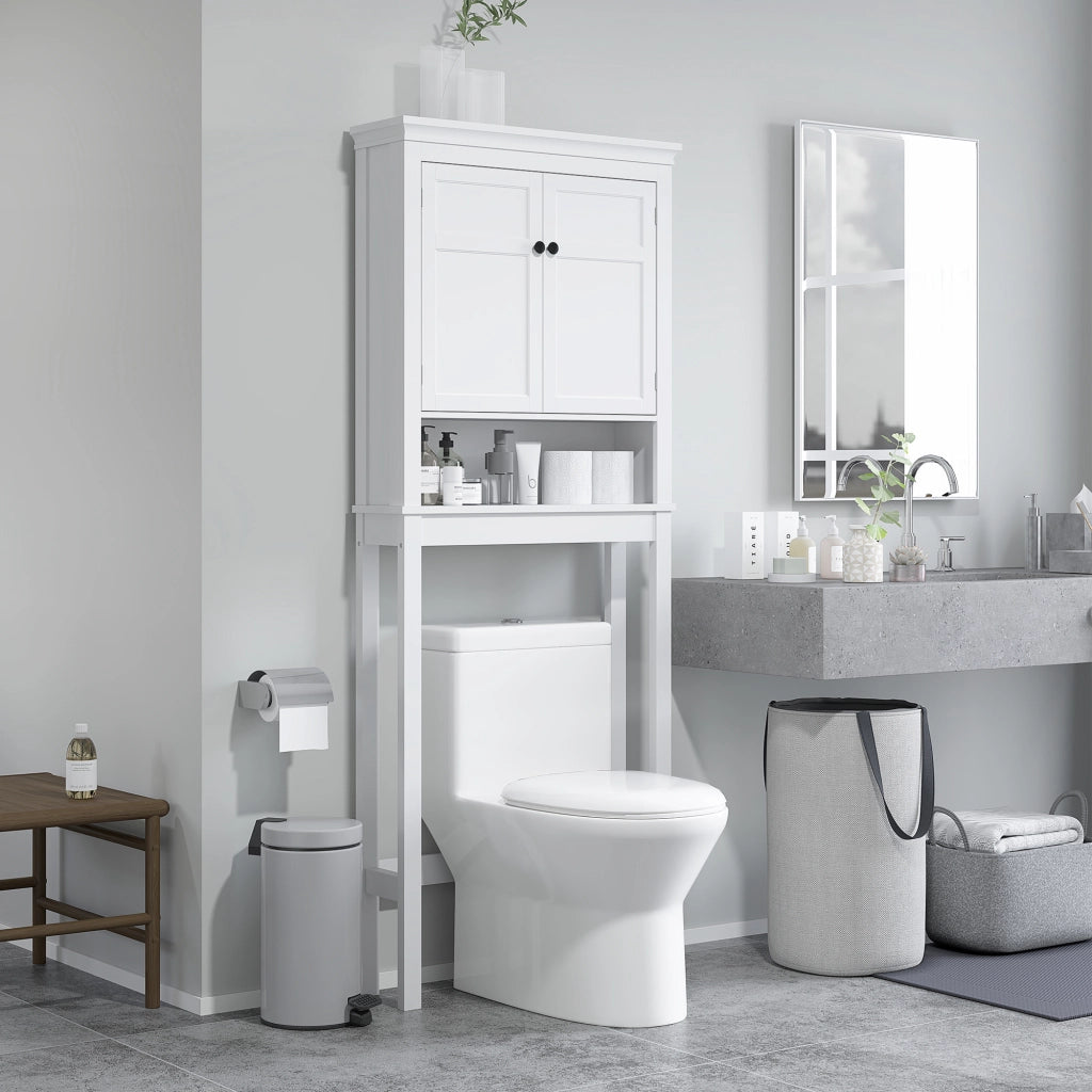 Mobiletto Bagno con Ante e Ripiani Regolabili ¨C Zephmum ¨C Bianco 60x30x