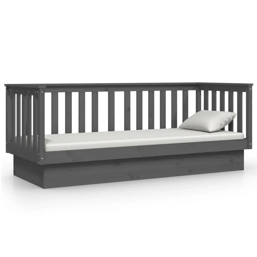 Letto singolo | Letto per adulti | Dormeuse Grigia 75x190 cm in Legno Massello di Pino