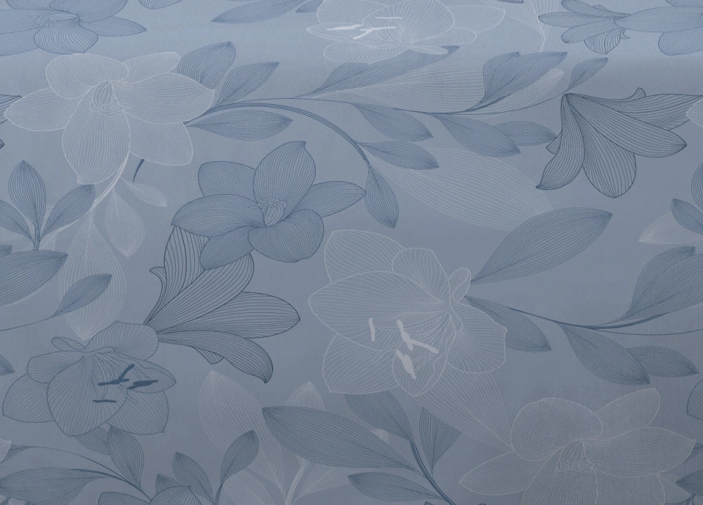 Telo Arredo Granfoulard Copritutto Salvadivano 100% Cotone Disegno Lily - Singolo - Blu