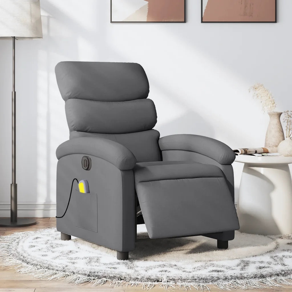 Divano Sedia-Poltrona Reclinabile Massaggio Elettrica Grigio Scuro Tessuto 986729