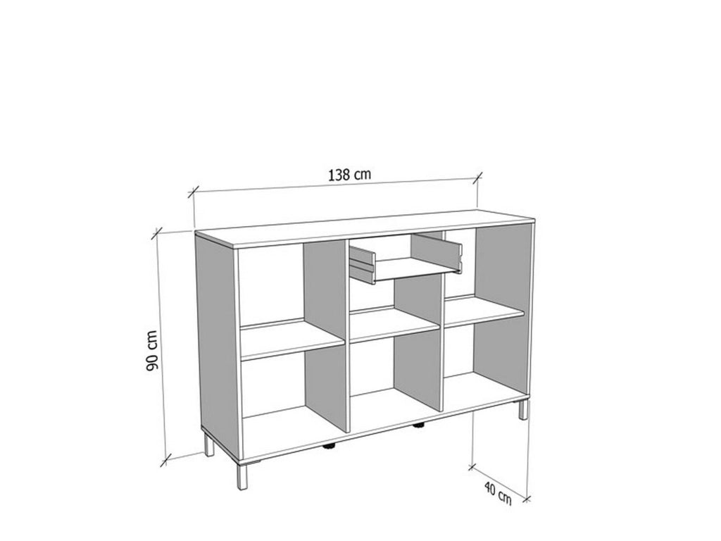 Madia Laerru, Credenza un Cassetto, 138x40x90h cm Bianco Crema