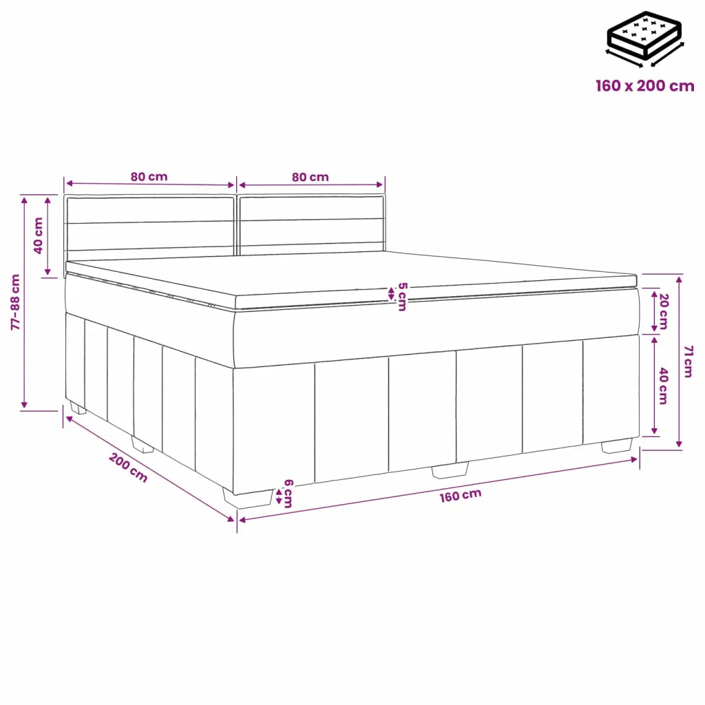 Letto box spring con materasso Nero 160 x 200 cm Tessuto 3451243