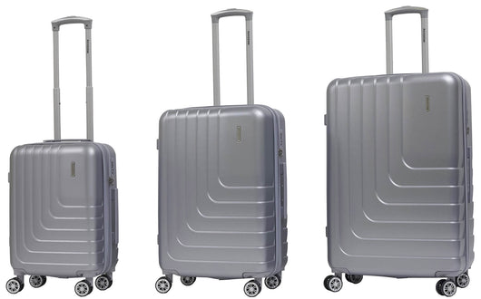 Set 3 Valigie Trolley Rigide in ABS 4 Ruote TSA Ravizzoni Titanio Silver