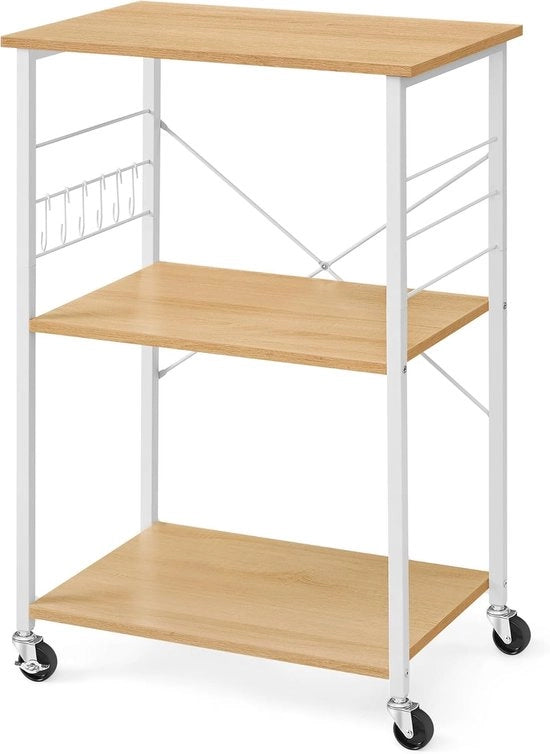 Carrello da cucina su ruote con 3 livelli | Servizio composto da carrello per forno a microonde e accessori da cucina
