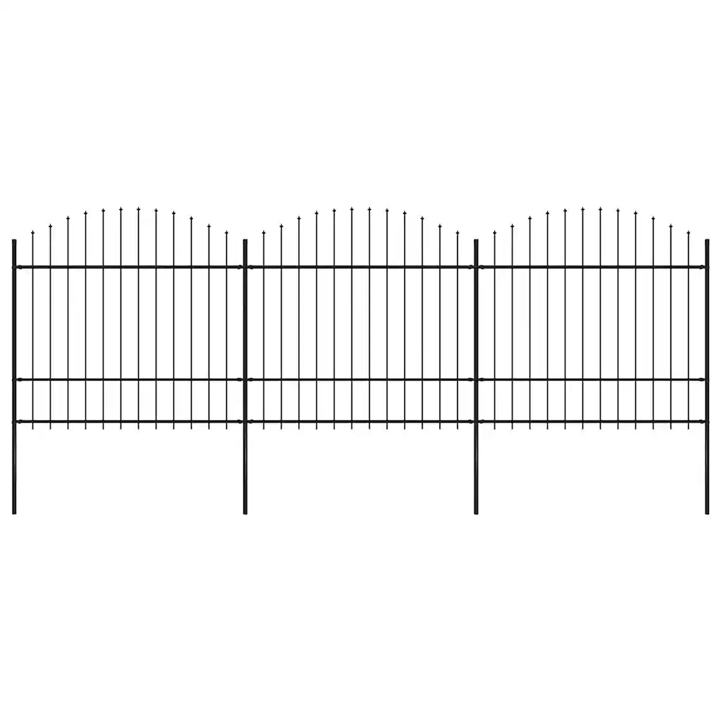 Recinzione Giardino Punta a Lancia (1,5-1,75)x5,1m Acciaio Nera cod mxl 19141