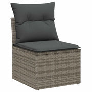 Set Divano da Giardino con cuscino 5 pz | Set Salotto da Giardino Grigio polyrattan