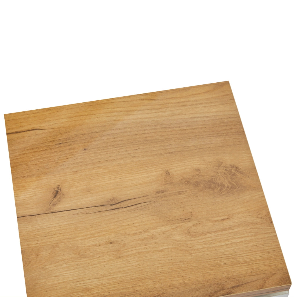 Tavolino da salotto quadrato 75x75x33;5 cm bianco lucido in pannello truciolare con 4 cassetti
