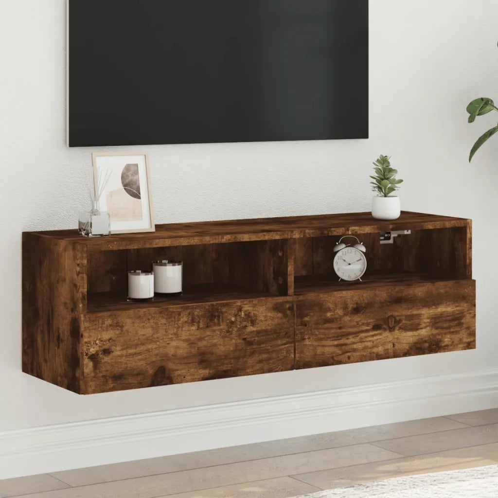 Mobile TV a Parete | Armadietto TV | Mobile Porta TV Rovere Fumo 100x30x30 cm Legno Multistrato