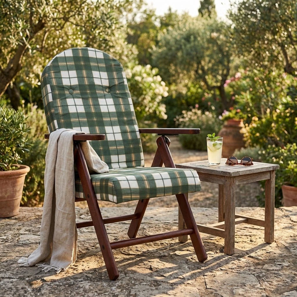 Poltrona Sdraio 4 posizioni con cuscino in Cotone Legno cm 61x75x110 - BURT