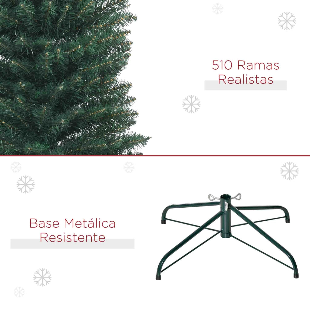 Albero di Natale Artificiale Stretto ¨C zephmum ¨C 210 cm Verde con Base Plegabile e Supporto Metallico