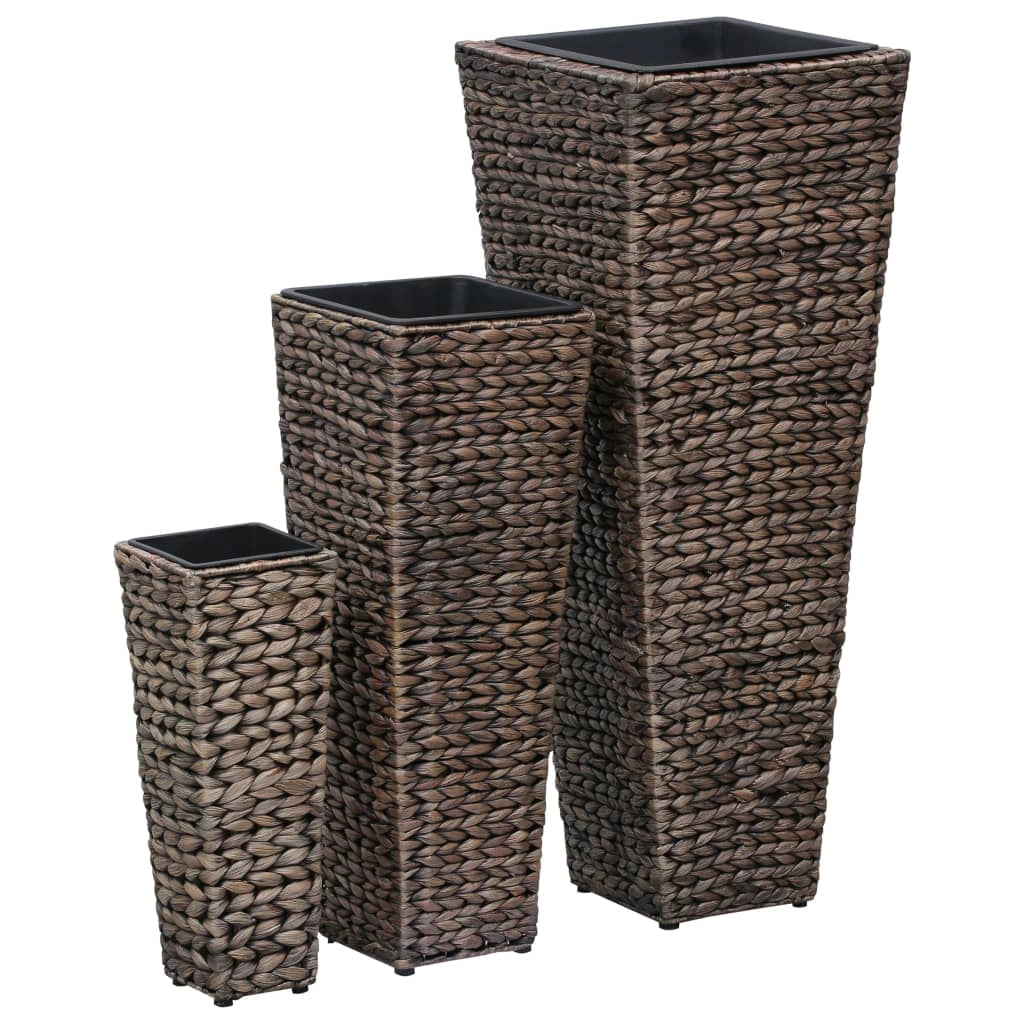 Fioriera rialzata per piante fiori e giardino 3 pezzi giacinto d'acqua marrone scuro 02_0001342