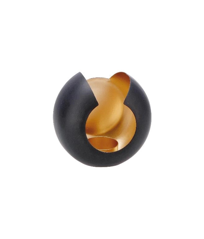Porta Tea-Light in Metallo Decorazione Casa Oro e Nero 11 x 7 cm