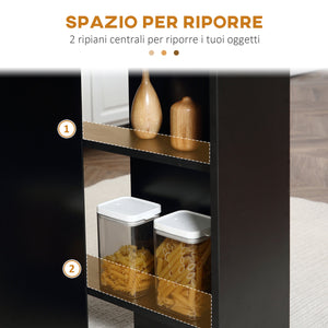 Tavolo Pieghevole Salvaspazio per 4-6 Persone con Ruote 75x140x74 cm in Legno Nero