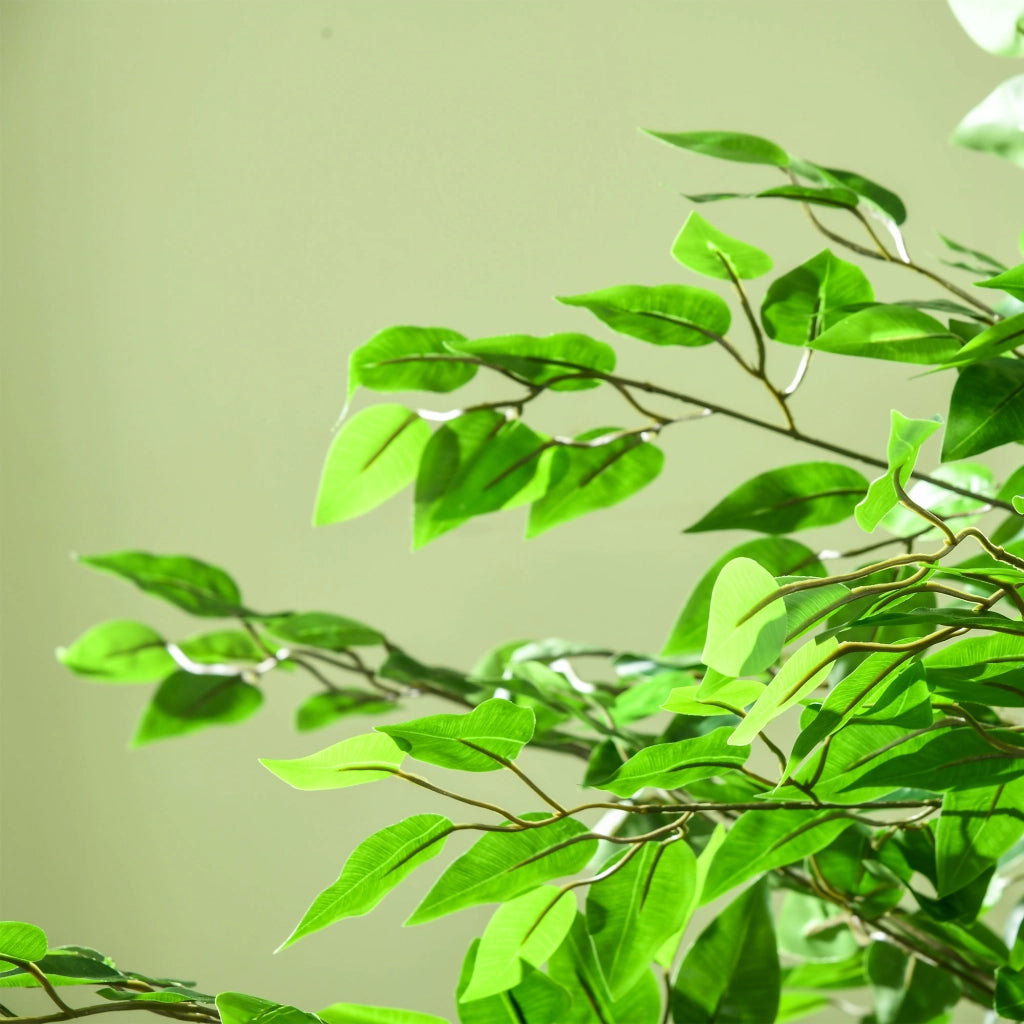 Albero di ficus artificiale, realistico, facile da curare, vaso incluso, alto 180 cm, verde.