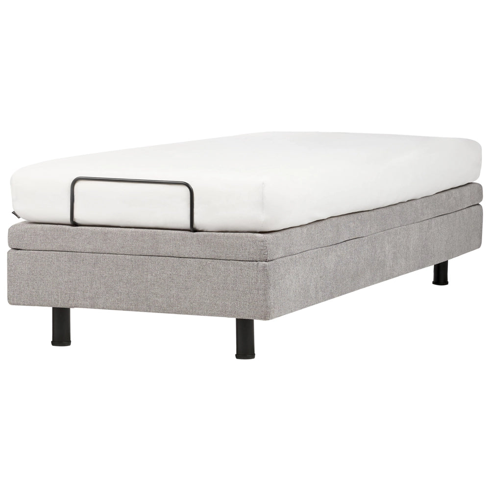 Letto elettrico singolo tessuto grigio chiaro regolabile con telecomando senza testiera 90x200 cm stile moderno