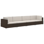 Set Divani da Giardino 4 pz | Set Salotto da Giardino con Cuscini in Polyrattan Marrone