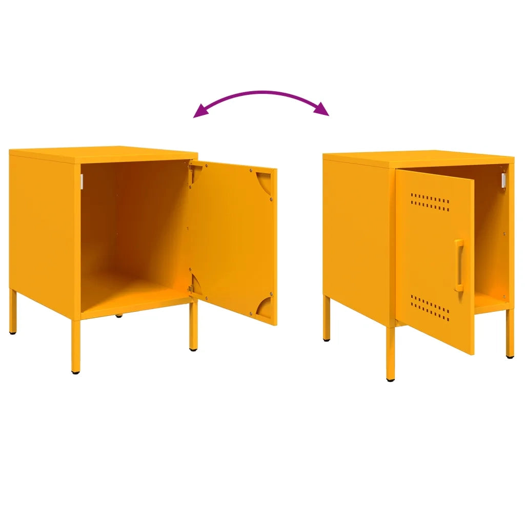 vidaXL Comodini 2 pz Giallo Senape 36x39x50,5 cm in Acciaio